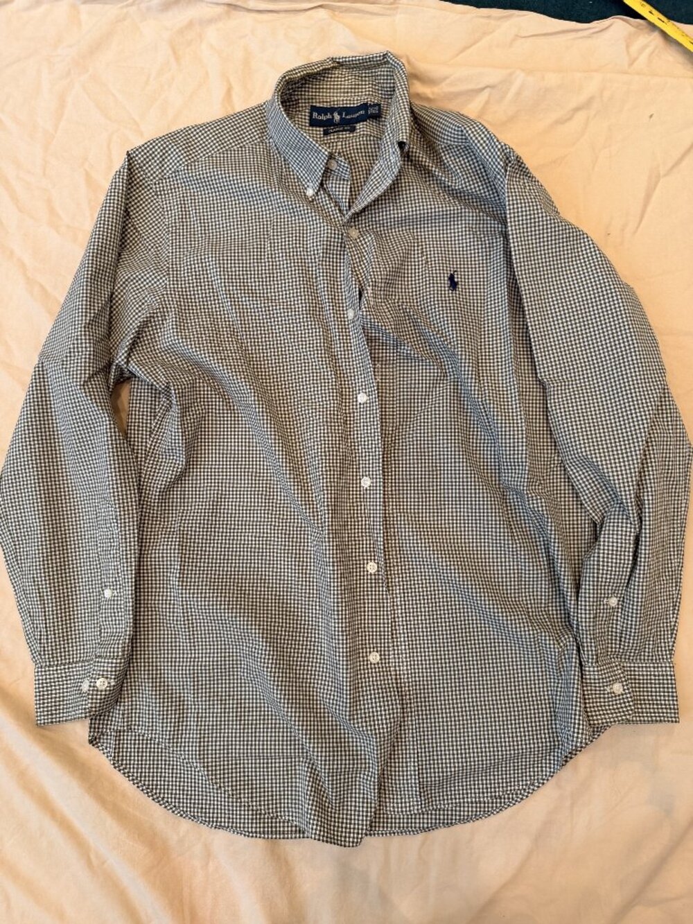 Ralph Lauren Classic Fit Brown Gingham Dress Shirt 15.5 32/33